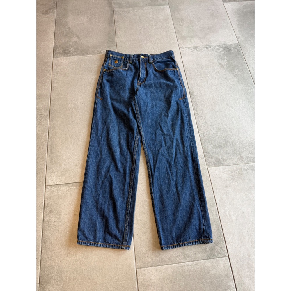 Vintage Rocawear Baggy Embroidered Jeans Y2K Streetwear Wide Leg Blue 32x30 - Picture 2 of 9